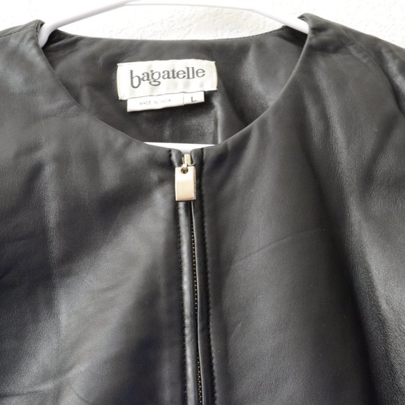 Bagatelle Black Leather Jacket Size Large Full Zip - Picture 5 of 14